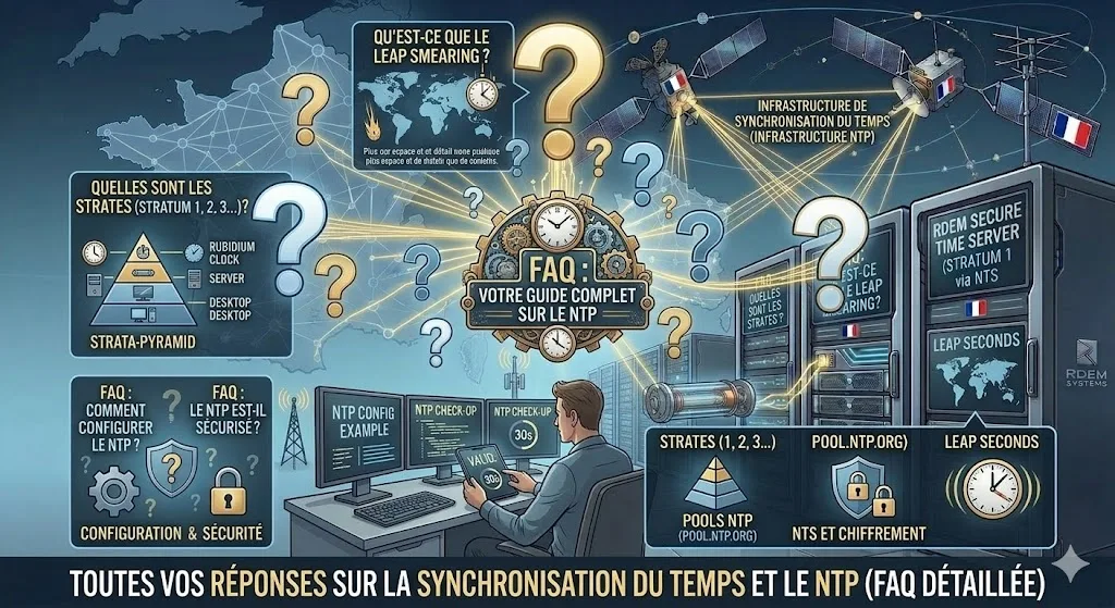 FAQ NTP : toutes vos r&eacute;ponses sur la synchronisation du temps, les strates, NTS et la configuration