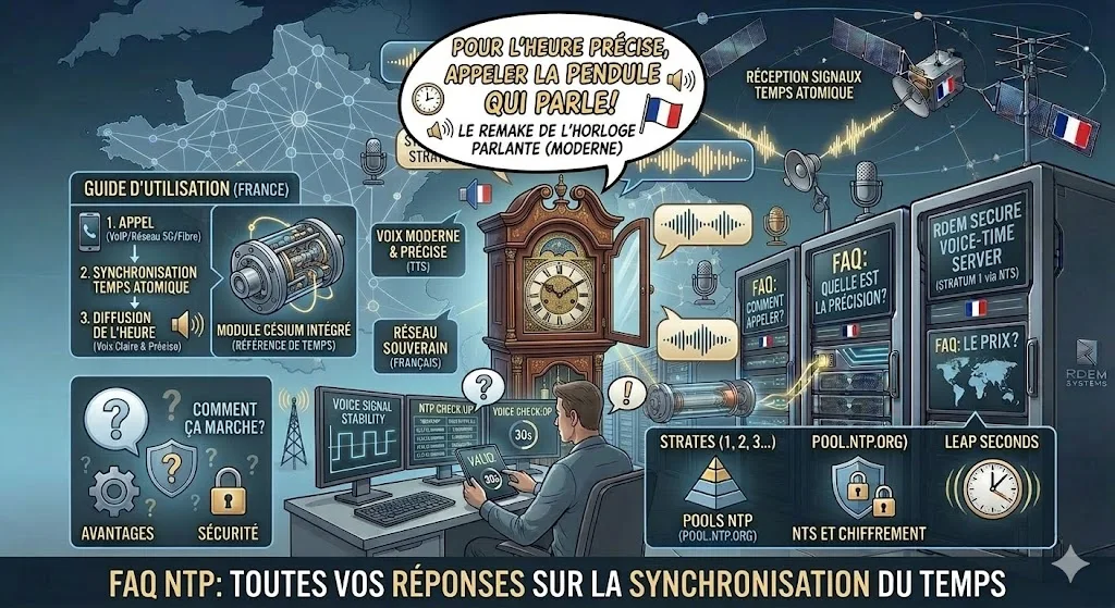 La pendule qui parle : horloge parlante moderne synchronis&eacute;e par NTP, h&eacute;riti&egrave;re de la tradition fran&ccedil;aise depuis 1933